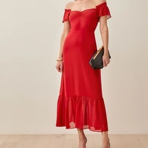 Reformation NWT cherry red butterfly dress